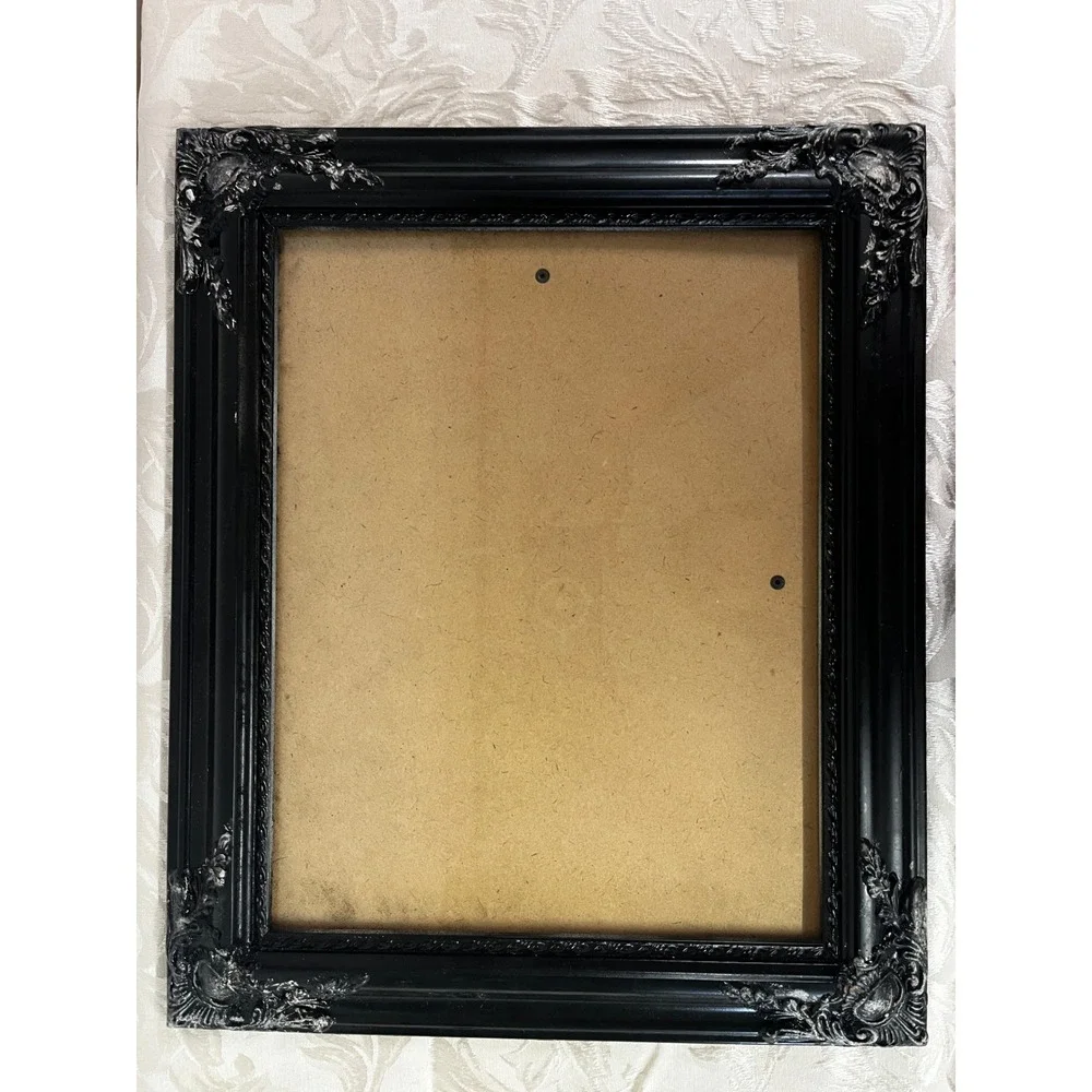 Vtg Black Ornate Picture Frame 15x18